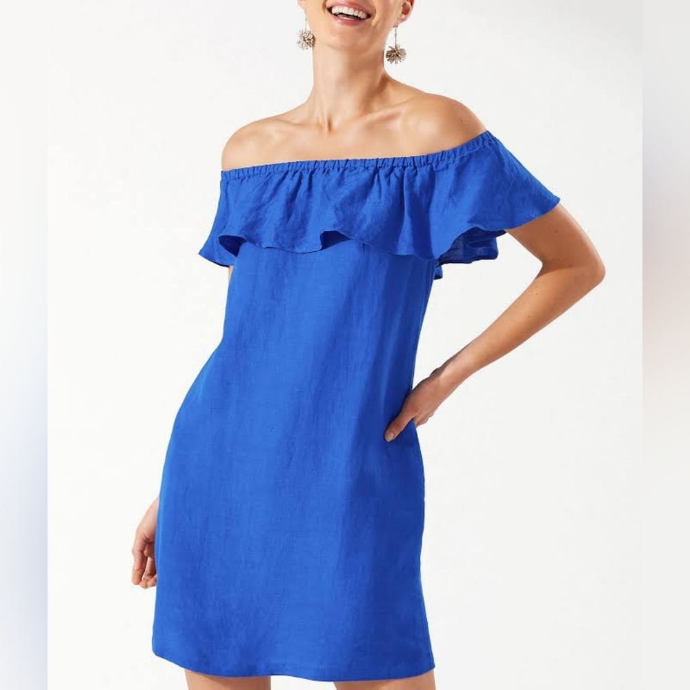Tommy Bahama Dyed Linen Off-the-Shoulder Dress